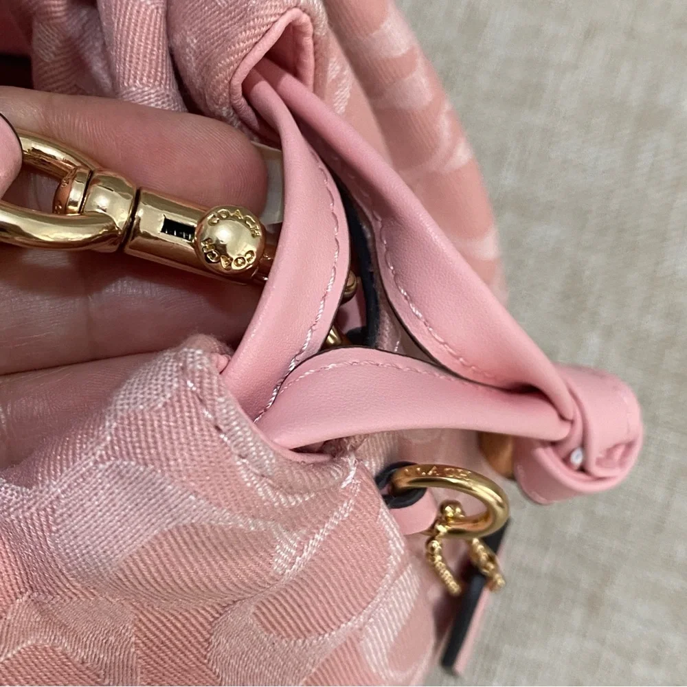 Coach Pink Signature Drawstring Shoulder Bag